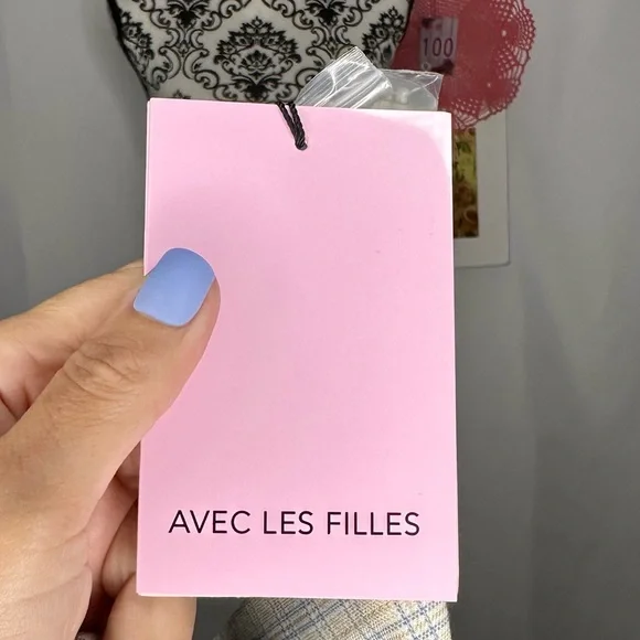 NWT Avec Les Filles Tan and Blue Plaid patchwork Trenchcoat Medium - Picture 12 of 16